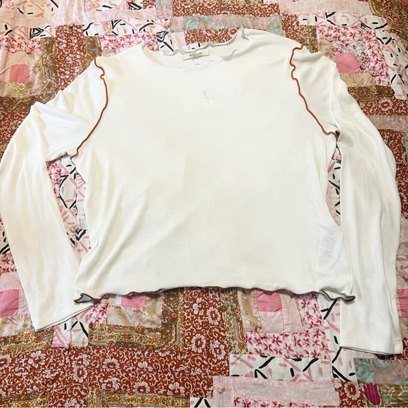 Madewell Contrast-Stitched Crewneck Crop Tee L NWT Flaws - Picture 10 of 13